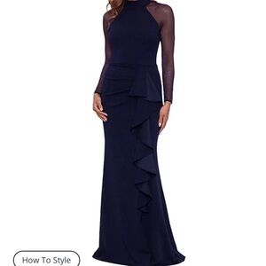 Betsy & Adam Black Long Sleeve Dress